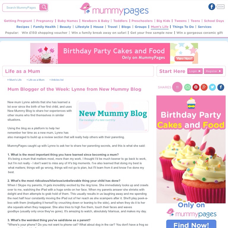 newmummyblog is mummypages blog of  the week