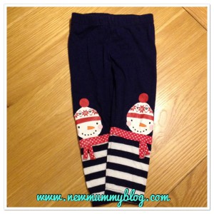 new mummy blog 5 under 5 - snowman leggings