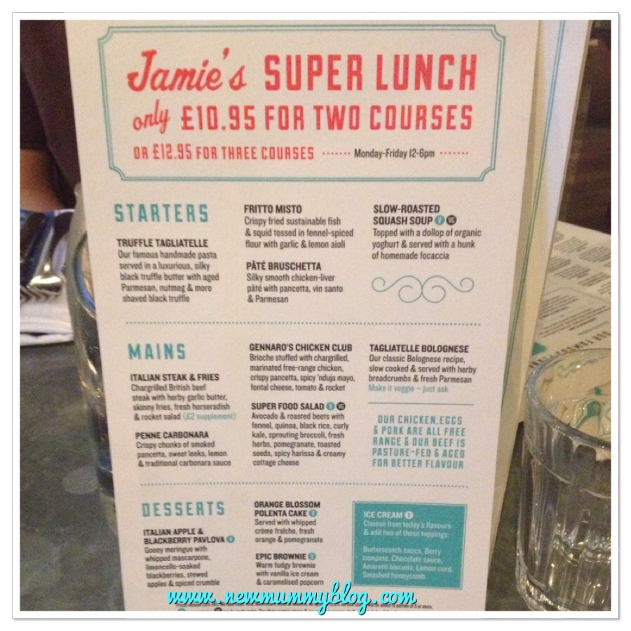 New mummy blog reviews Jamie's Italian super lunch