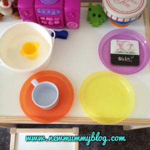 coloured plates for sorting and putting items in