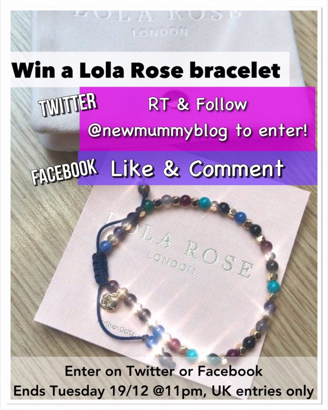 Win a Lola Rose bracelet in New Mummy Blog's giveaway on Twitter and Facebook