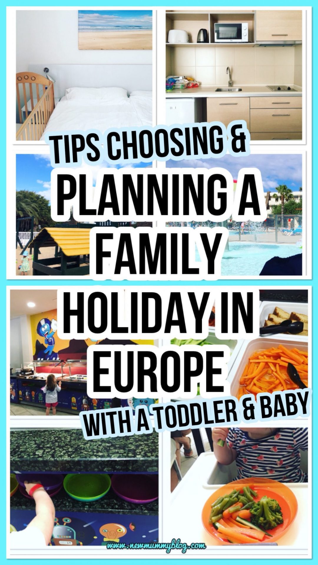 Tips for choosing and planning a brilliant successful family holiday in Europe - all inclusive hotel features including one bedroom, kitchen, play park, splash kids pool and kids buffet 
