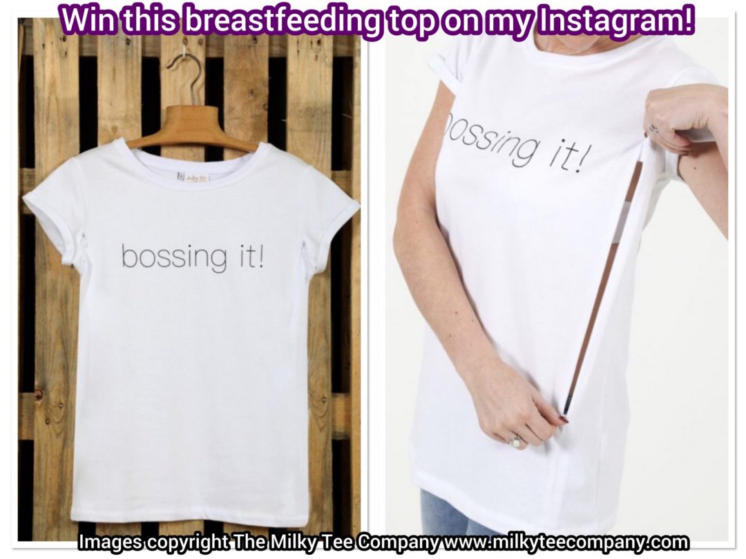 Bossing it breastfeeding tshirt with long zips on either side which can be won on New Mummy Blog Instagram page - giveaway in collaboration with The Milky Tee Company 
