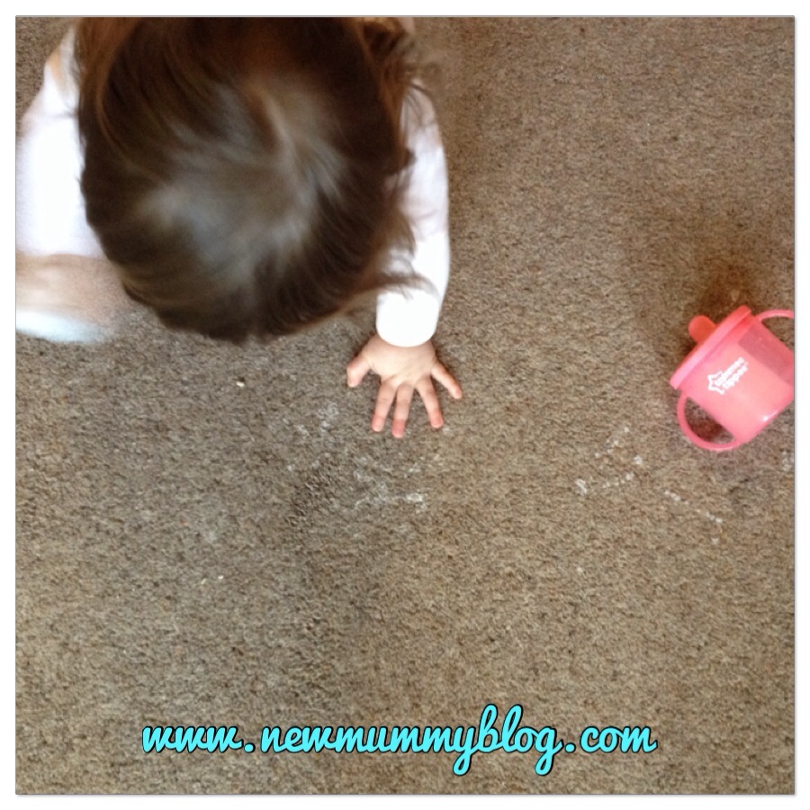 Spilt milk, copying mummy cleaning