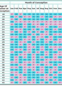 AncientChinese Gender Predictor chart as published on netmums to predict child's gender