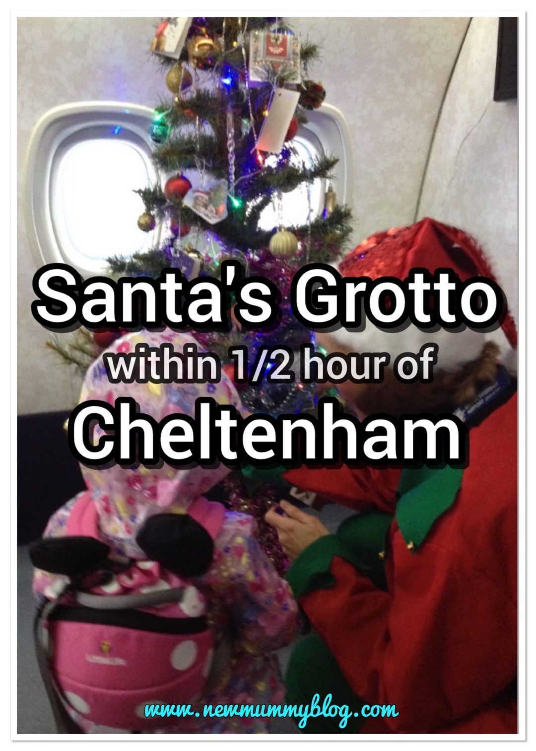 Santa's Grotto near Cheltenham Gloucestershire - Father Christmas Elf decorate christmas tree