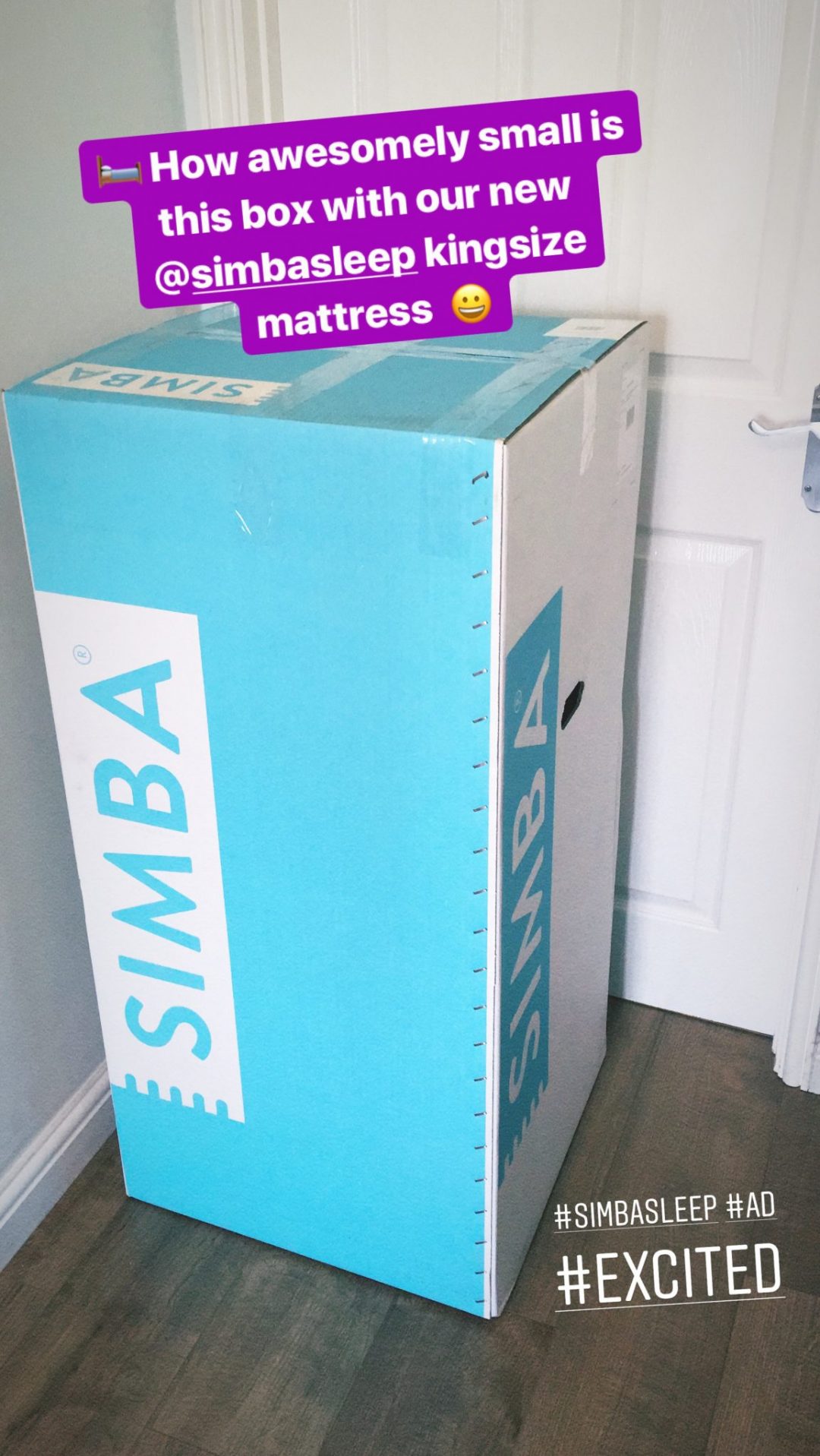 Simba mattress review arrives in a small box -deceptive next to a door - review of our first night and delivery. #simbasleep