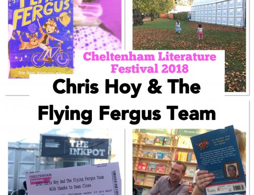 Flying Fergus books by Chris Hoy, Joanna Nadin and Clare Elsom, talking at the Cheltenham Literature Festival 2018 Family event and book signing