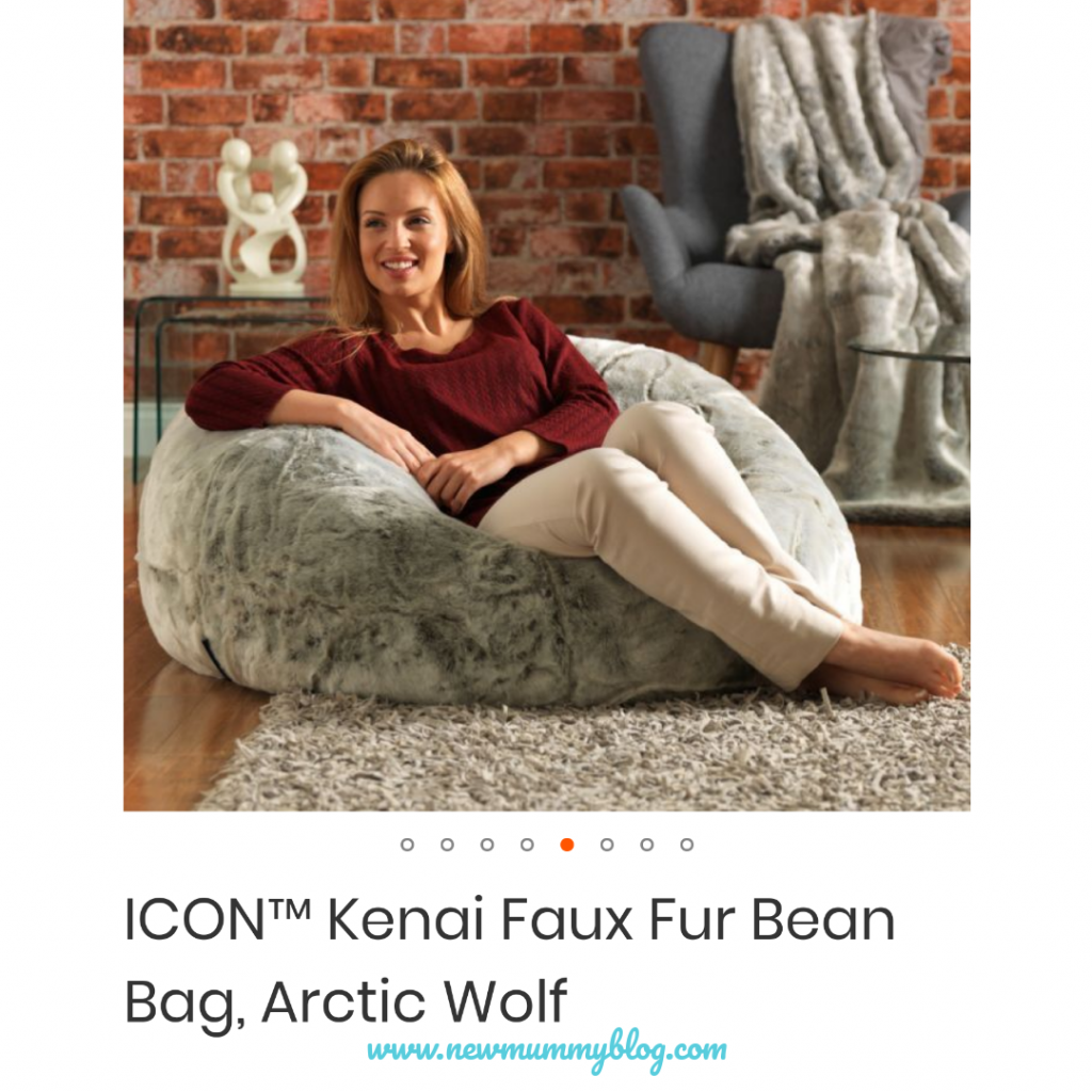 Bean Bag Bazaar ICON Kenai Faux Fur Bean Bag - adult bean bag Arctic Wolf grey 