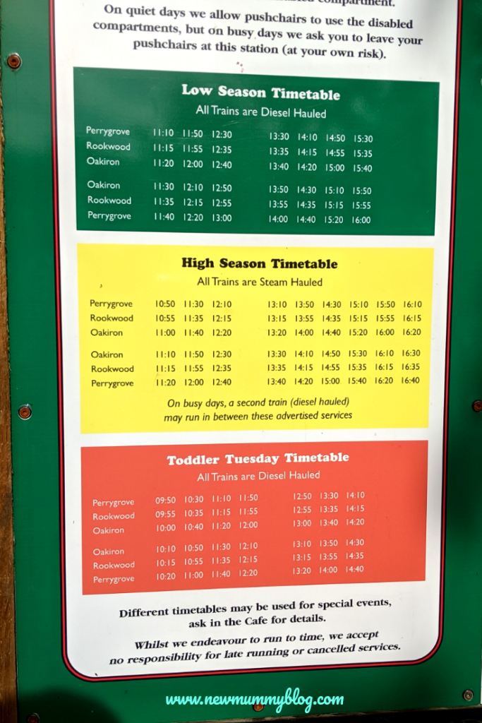 Perrygrove Railway train timetable plan your visit