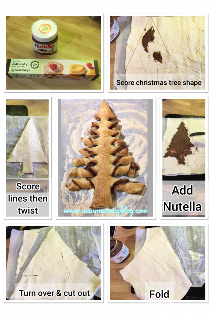 Christmas tree Nutella Chocolate pastry instructions for Christmas morning breakfast