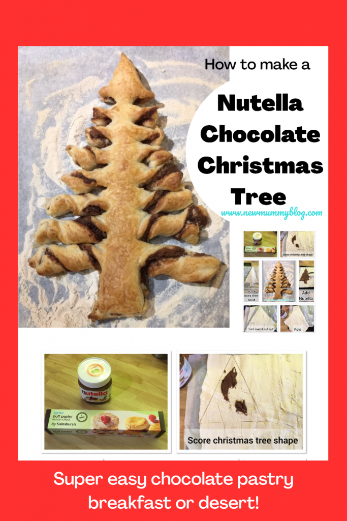 Nutella Christmas tree chocolate pastry - super easy to make for breakfast or desert